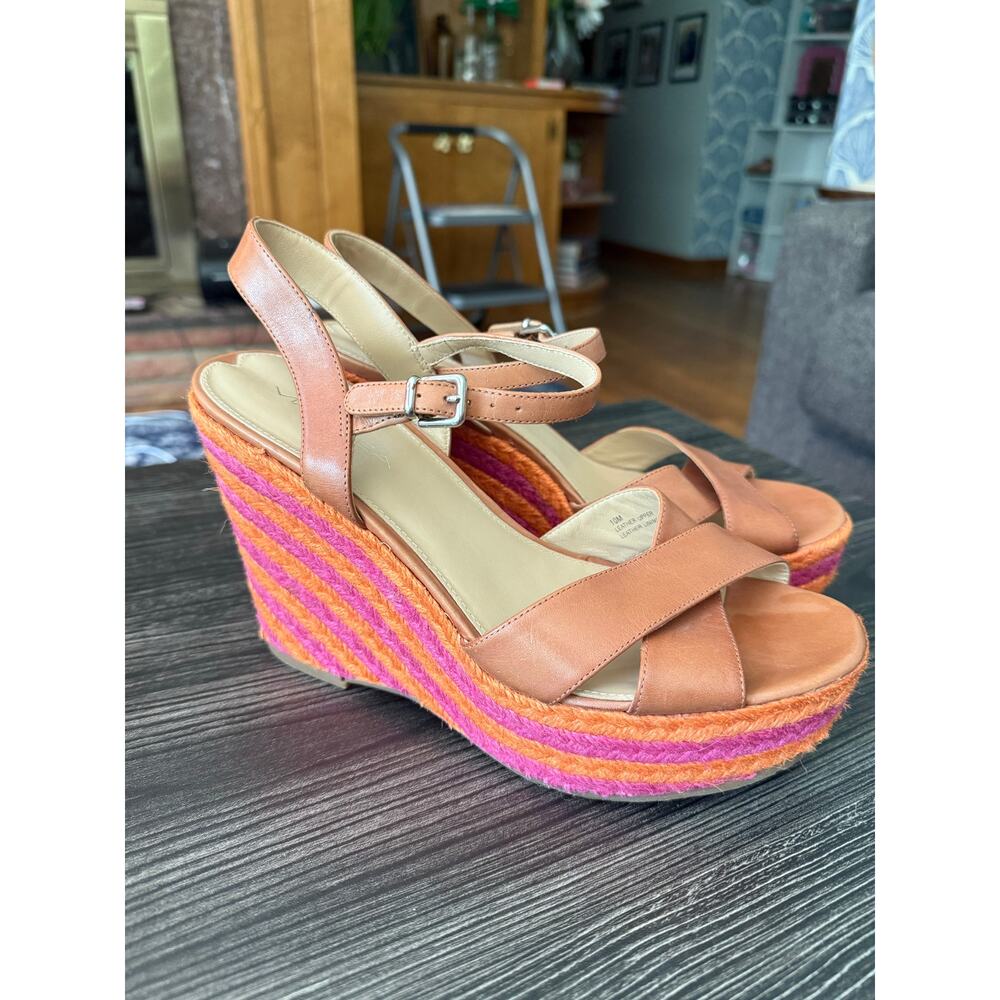 Via Spiga EVELINA Cinnamon Wedge Espadrille Platform Sandals Sz 10